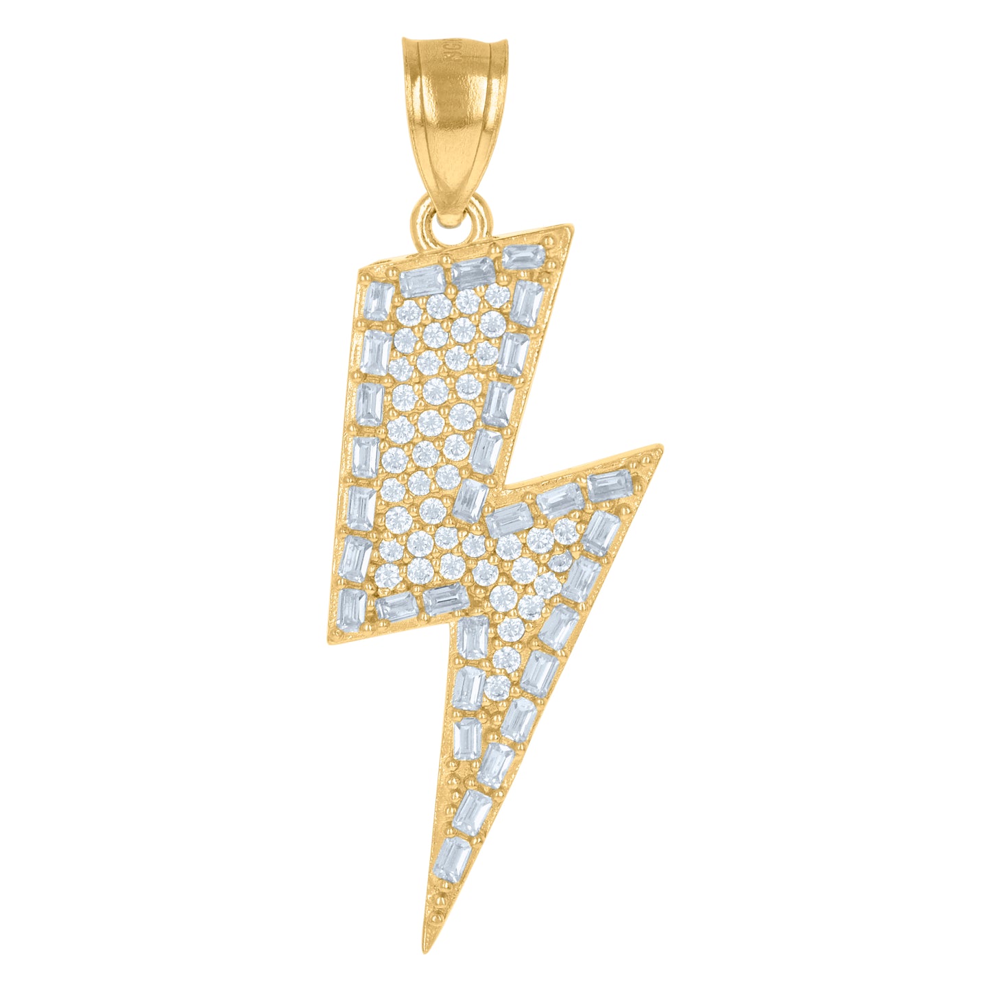 10k Yellow Gold Mens Cubic Zirconia Lightning Bolt Fashion Charm Pendant