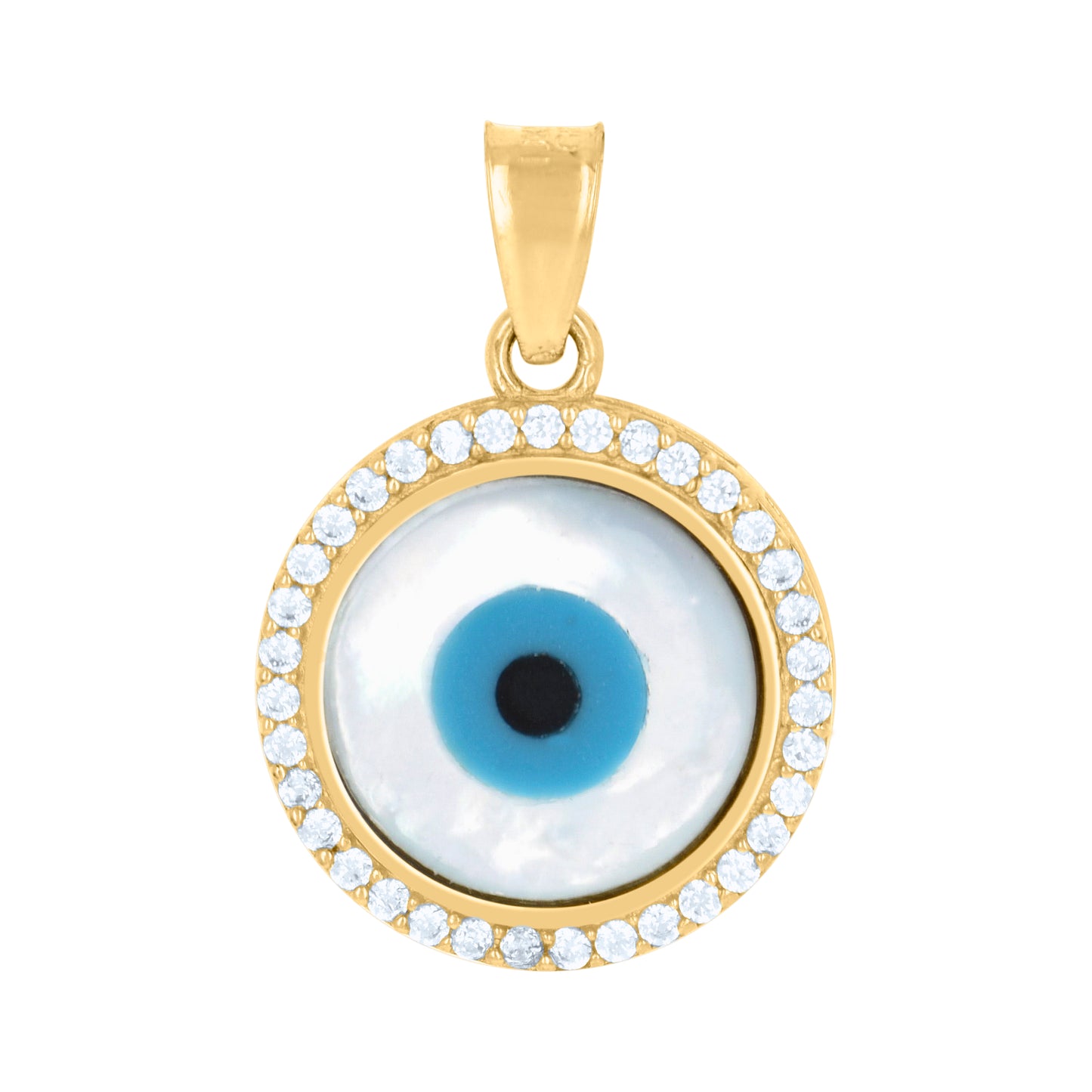 10k Yellow Gold Unisex Evil Eye Good Luck Charm Pendant