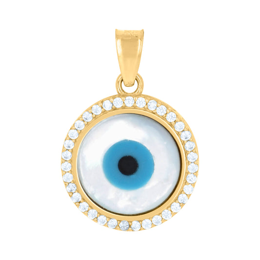 10k Yellow Gold Unisex Evil Eye Good Luck Charm Pendant