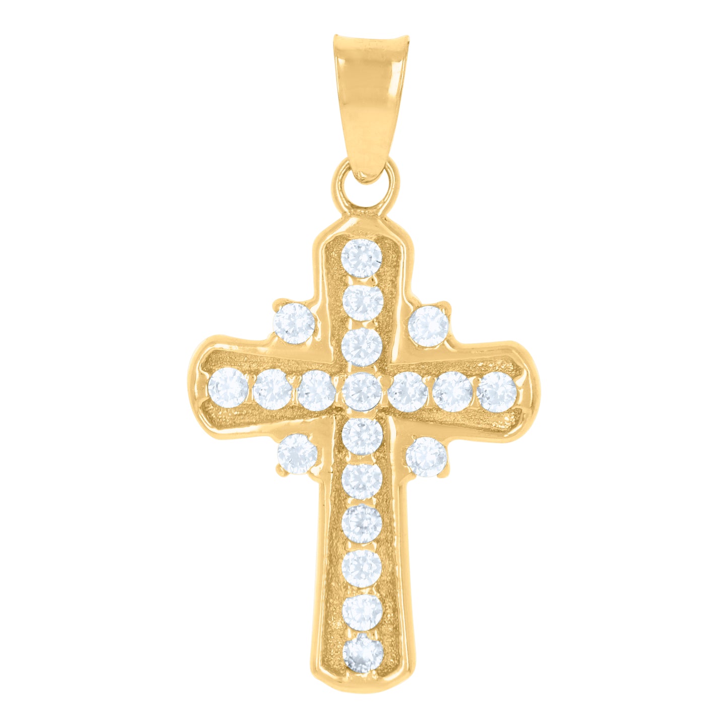 10kt Yellow Gold Unisex Cubic-Zirconia Cross Religious Charm Pendant