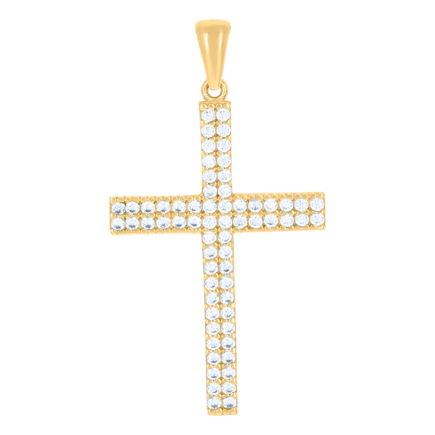 10kt Yellow Gold Unisex Cubic-Zirconia Cross Religious Charm Pendant