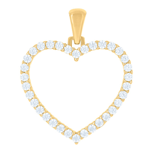 10k Yellow Gold Womens Cubic Zirconia Heart Charm Pendant