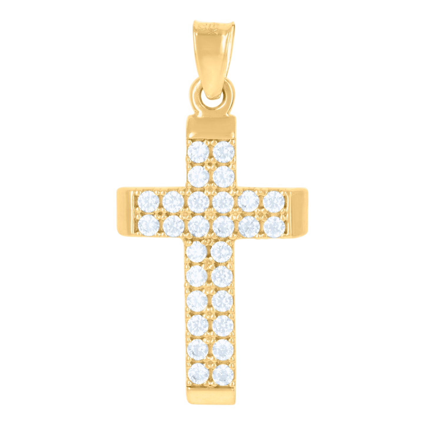 10kt Yellow Gold Womens Cubic-Zirconia Cross Religious Charm Pendant