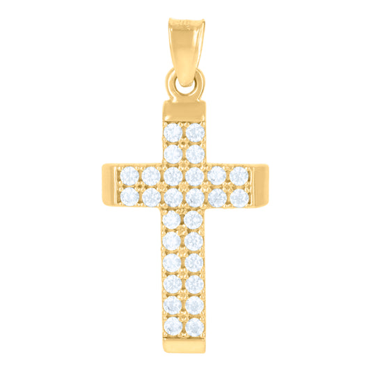 10kt Yellow Gold Womens Cubic-Zirconia Cross Religious Charm Pendant