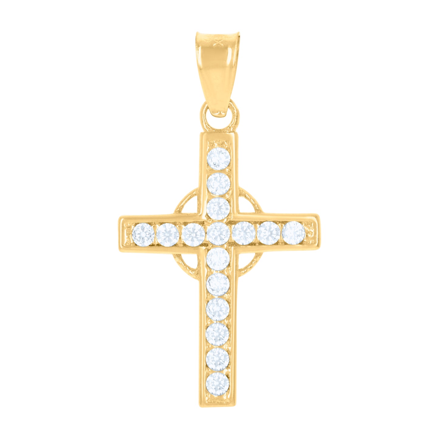 10kt Yellow Gold Womens Cubic-Zirconia Cross Religious Charm Pendant