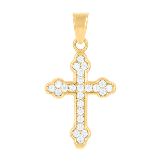 10kt Yellow Gold Womens Cubic-Zirconia Cross Religious Charm Pendant