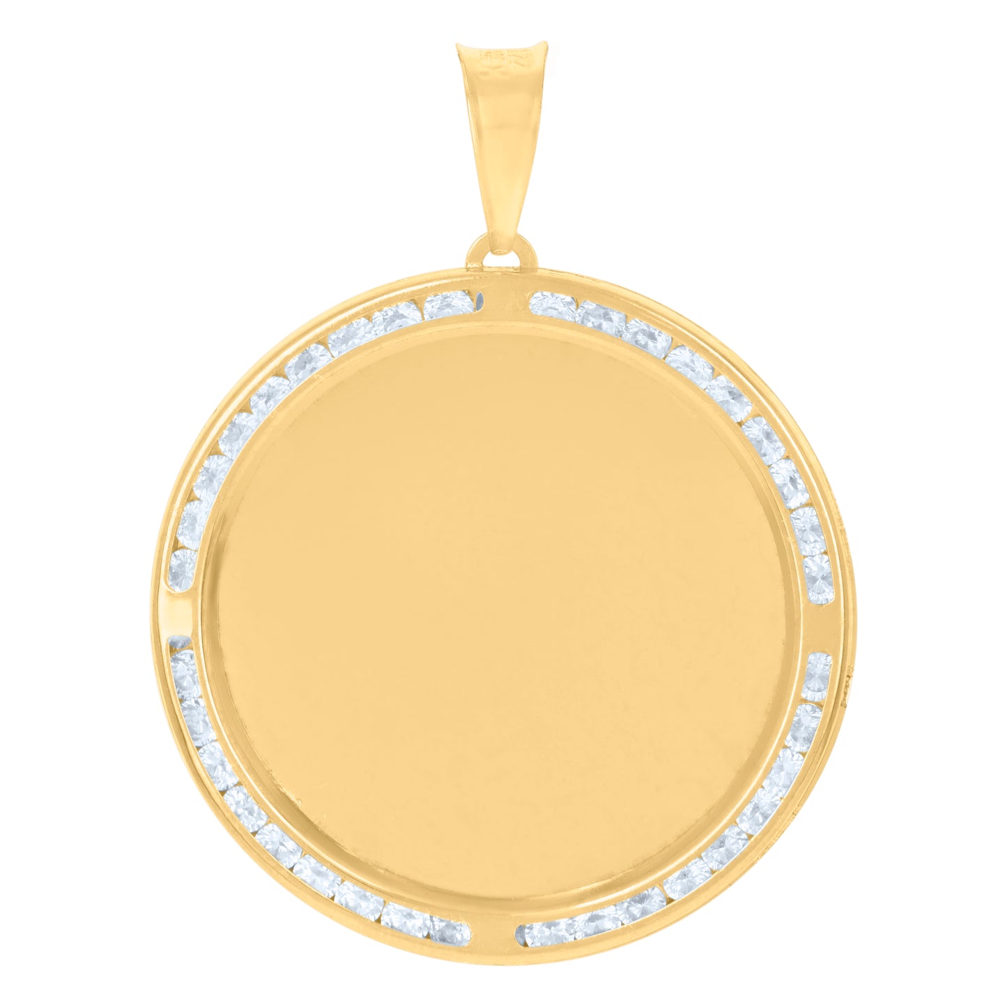 10k Yellow Gold Mens Cubic Zirconia Photo Frame Charm Pendant