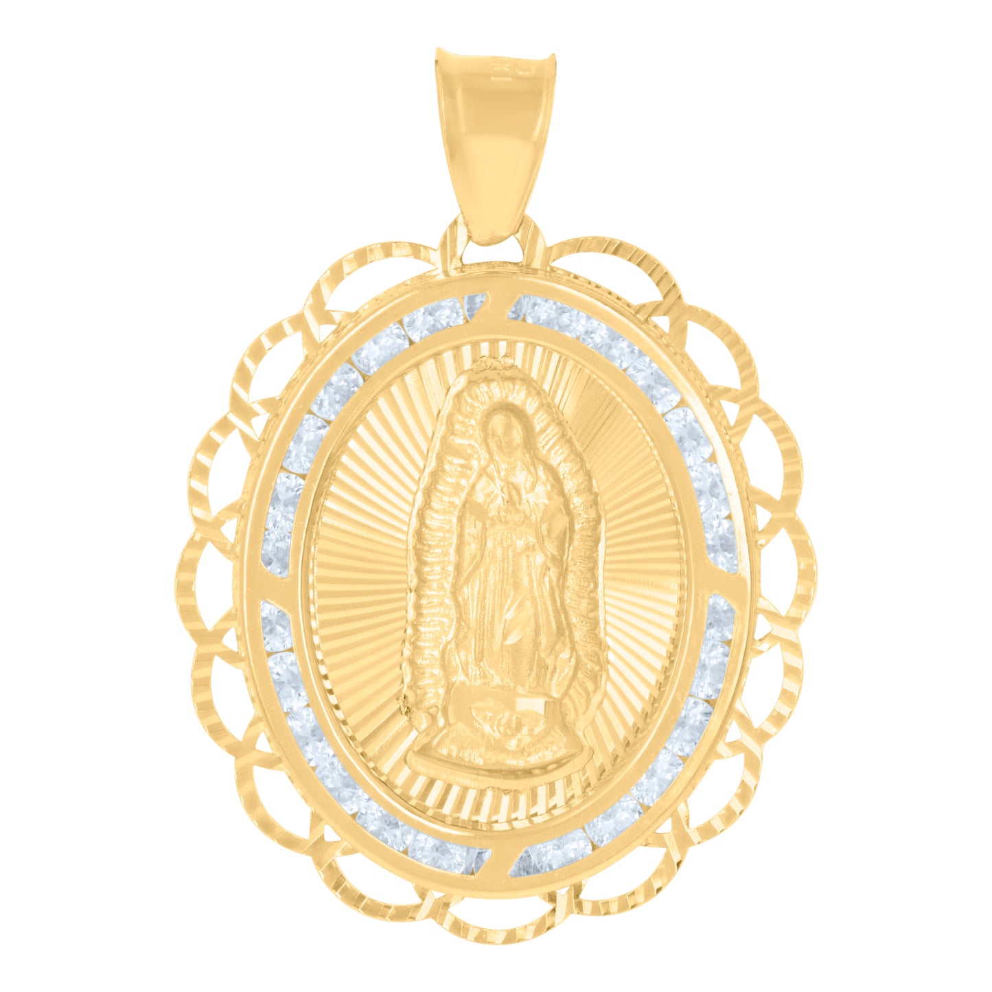 10kt Yellow Gold Womens Cubic-Zirconia Guadalupe Religious Charm Pendant