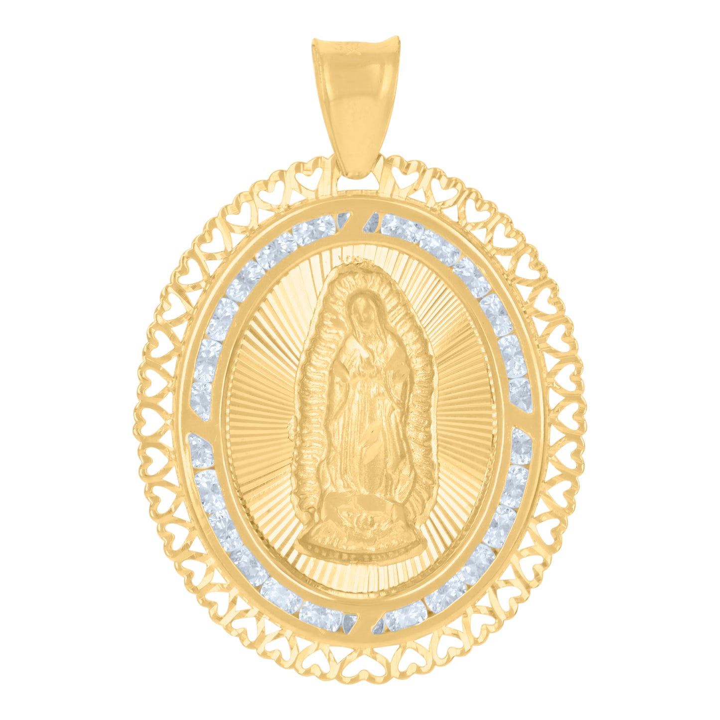 10kt Yellow Gold Womens Cubic-Zirconia Guadalupe Religious Charm Pendant