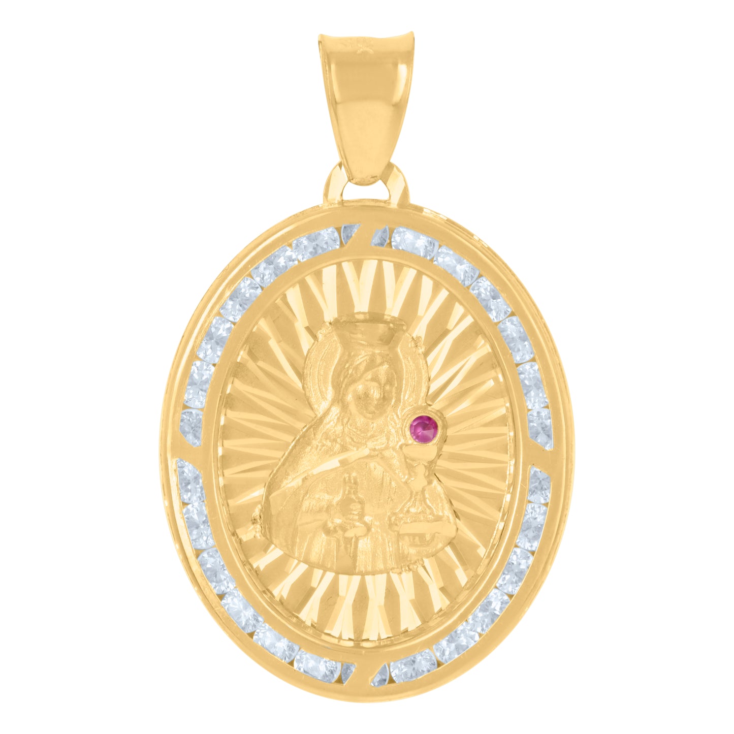 10kt Two-Tone Gold Unisex Cubic-Zirconia Crucifix Jesus Religious Charm Pendant