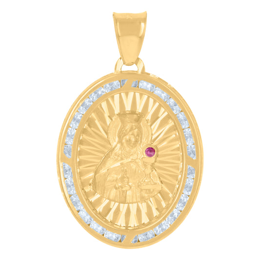 10kt Two-Tone Gold Unisex Cubic-Zirconia Crucifix Jesus Religious Charm Pendant