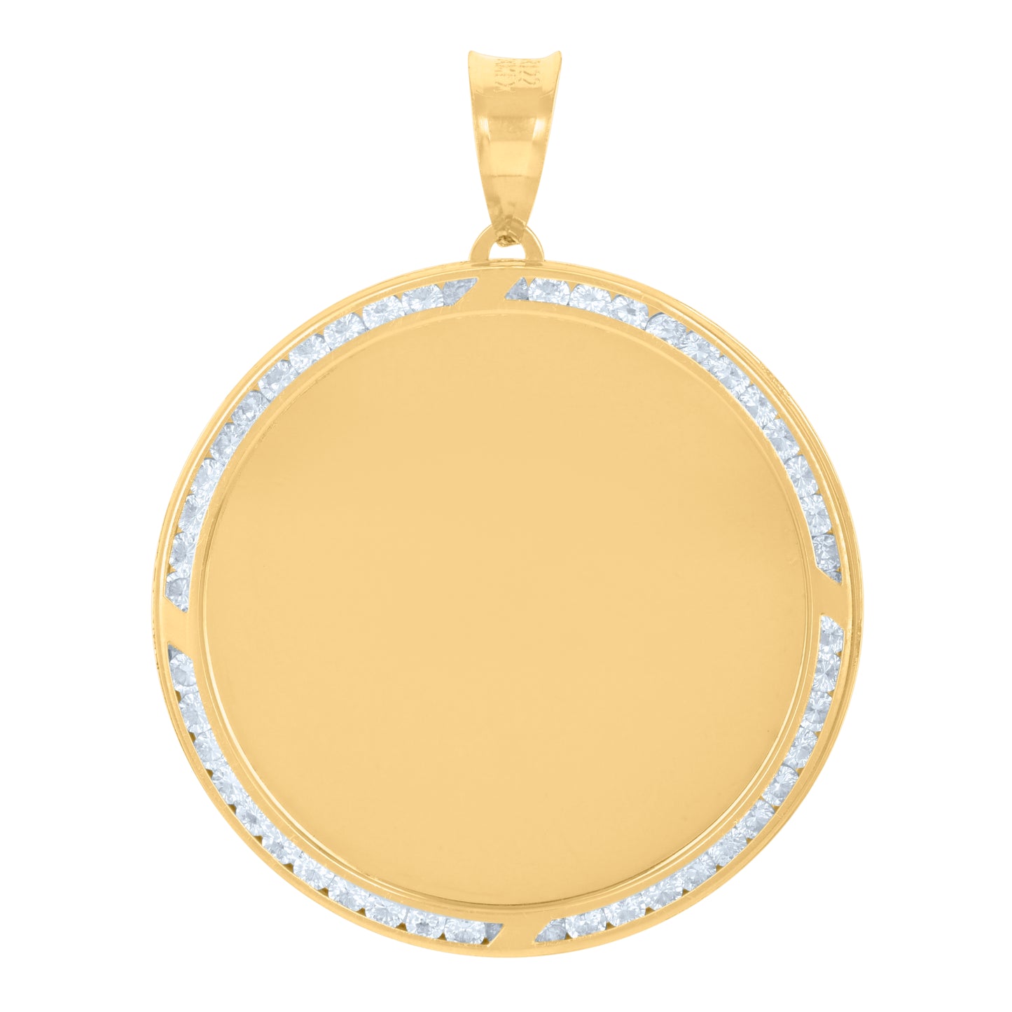 10k Yellow Gold Mens Cubic Zirconia Photo Frame Charm Pendant
