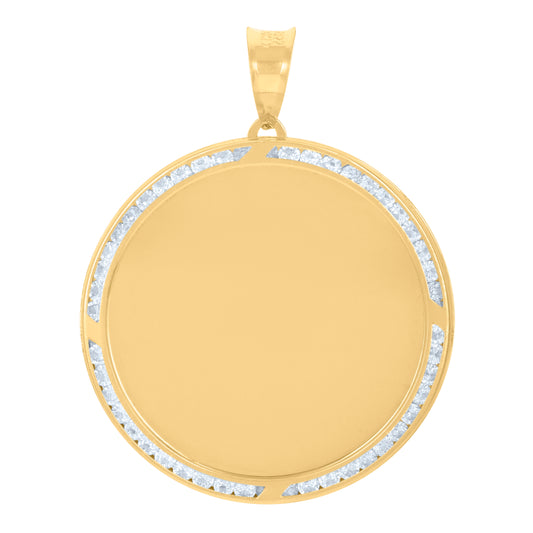 10k Yellow Gold Mens Cubic Zirconia Photo Frame Charm Pendant