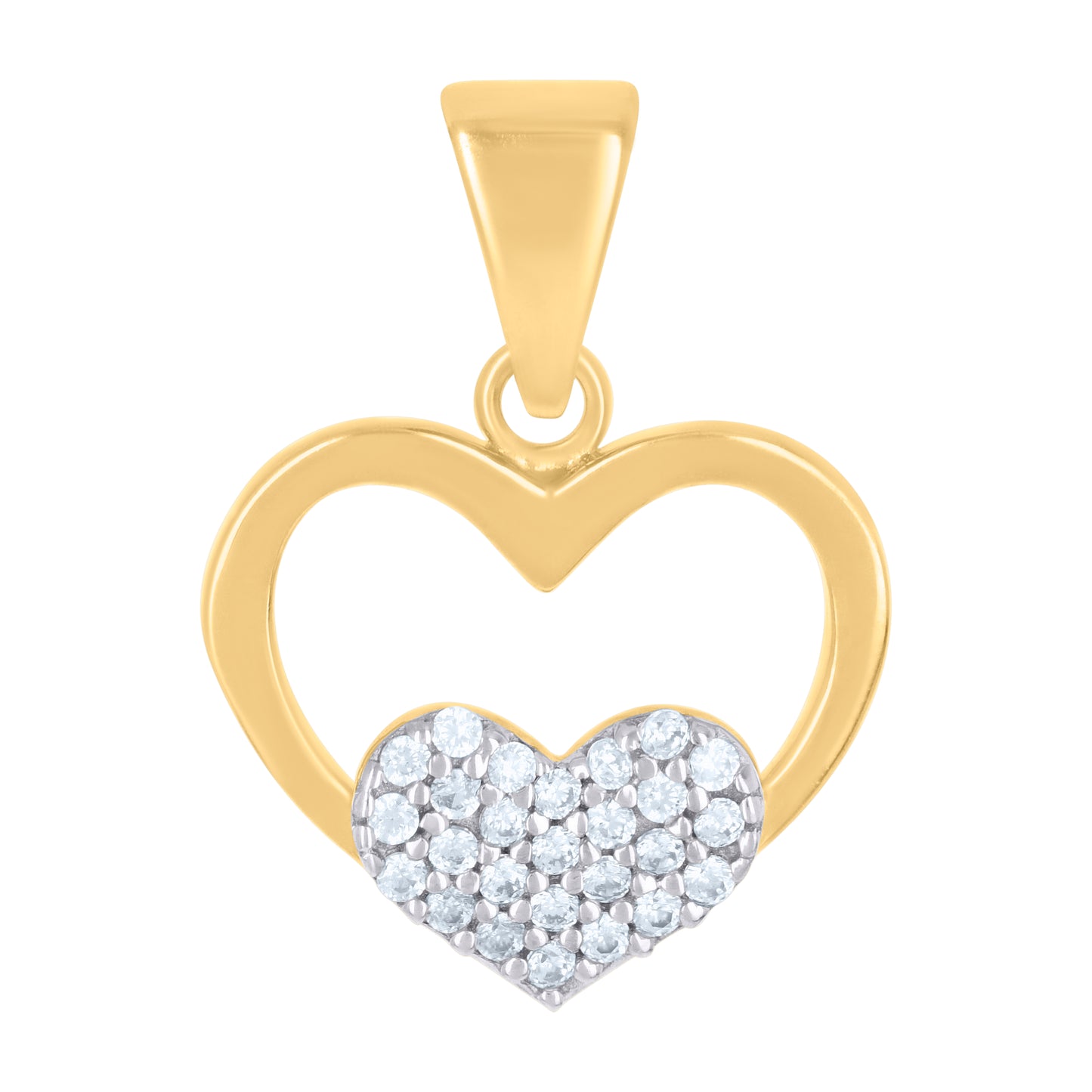 10k Two tone Gold Womens Cubic Zirconia Heart Charm Pendant