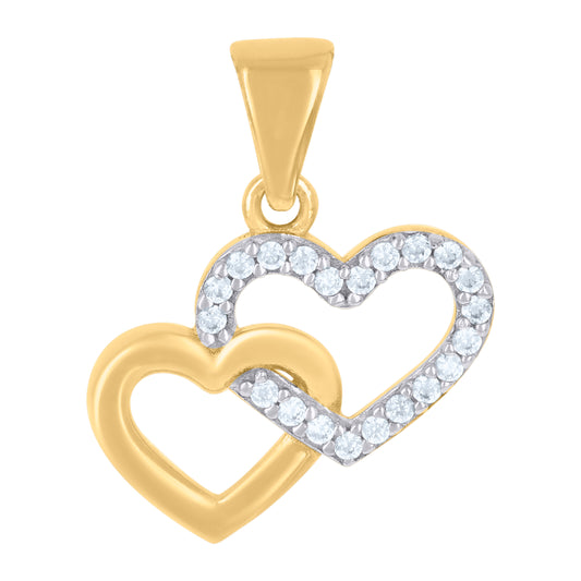 10k Two tone Gold Womens Cubic Zirconia Intertwined Hearts Charm Pendant