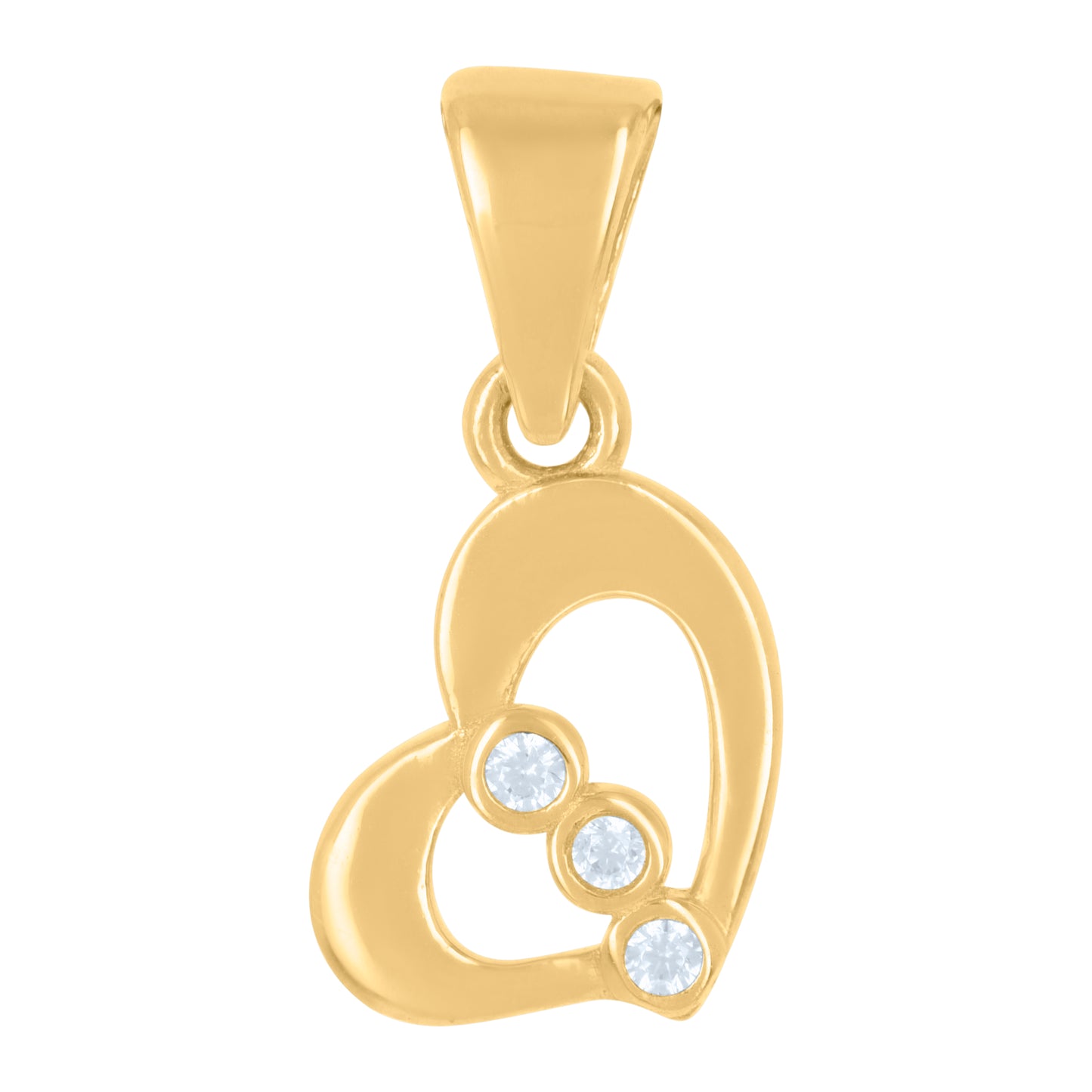 10k Yellow Gold Womens Cubic Zirconia Heart Charm Pendant