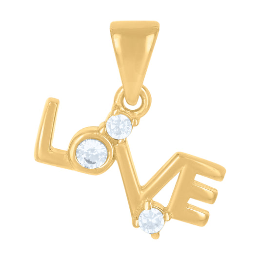 10k Yellow Gold Womens Cubic Zirconia Love Heart Charm Pendant