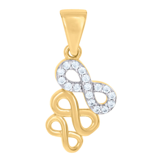 10k Two tone Gold Womens Cubic Zirconia Love Symbol Infinity Charm Pendant