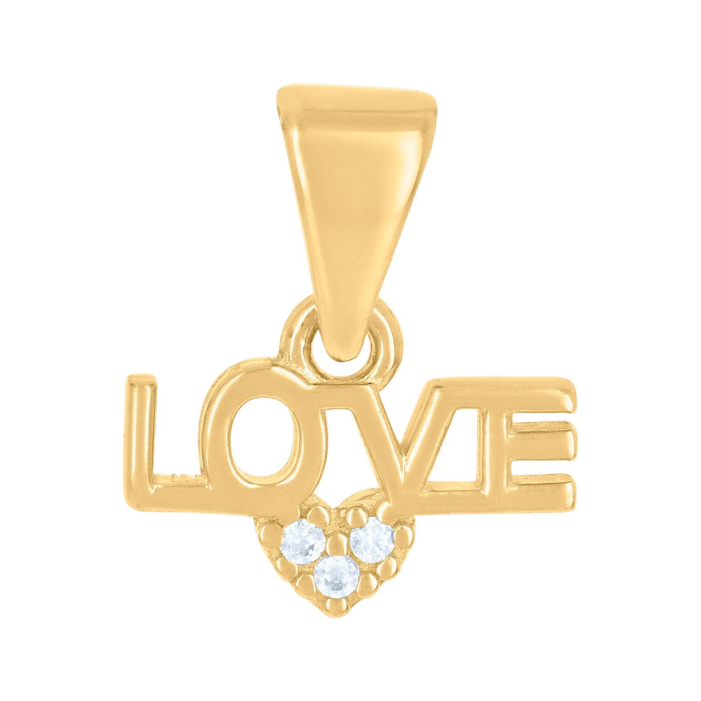 10k Yellow Gold Womens Cubic Zirconia Love Heart Charm Pendant