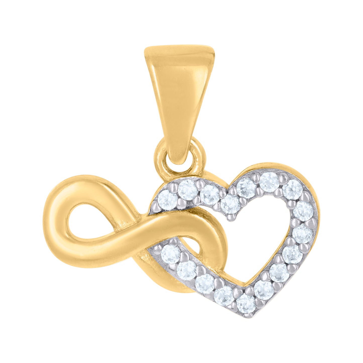 10k Two tone Gold Womens Cubic Zirconia Love Symbol Infinity Heart Charm Pendant