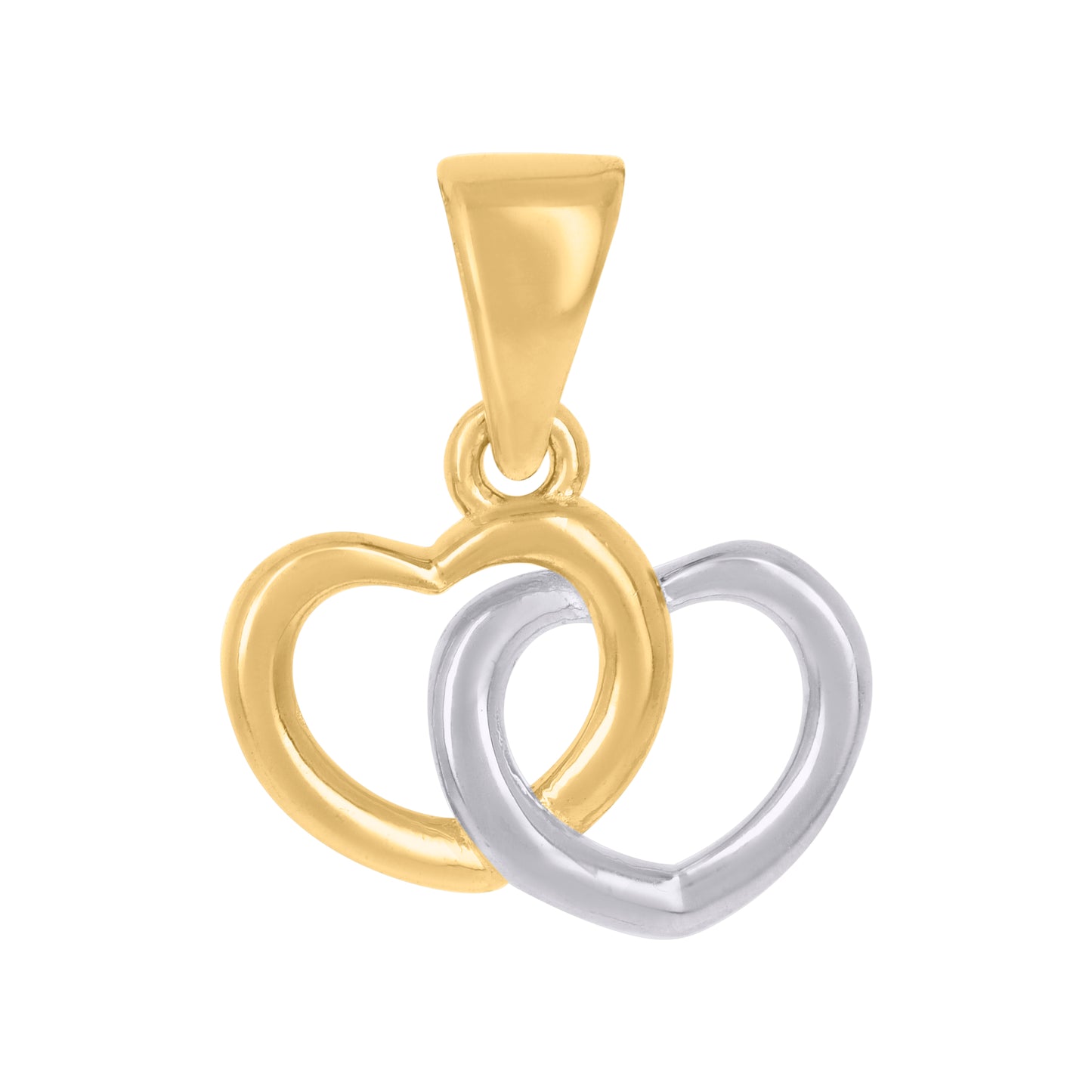 10k Two tone Gold Womens Intertwined Hearts Charm Pendant