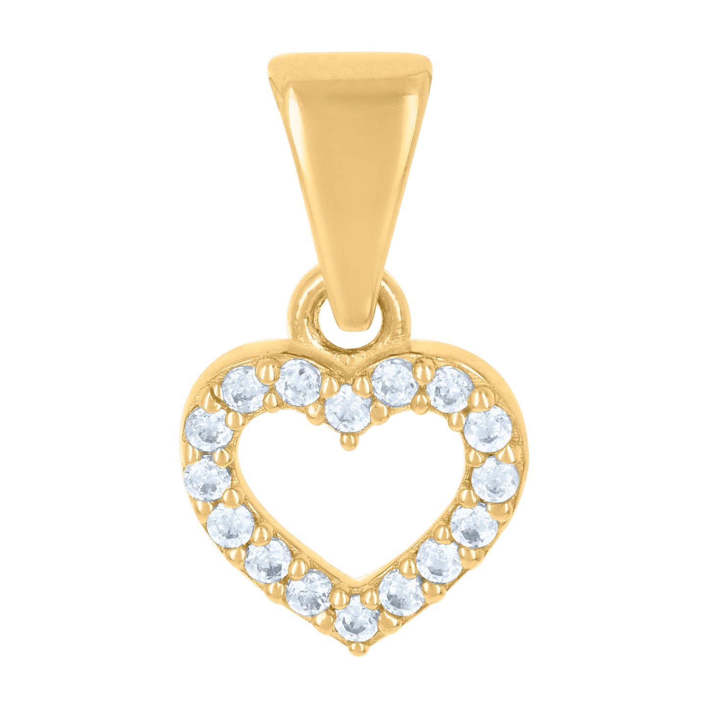 10k Yellow Gold Womens Cubic Zirconia Heart Charm Pendant