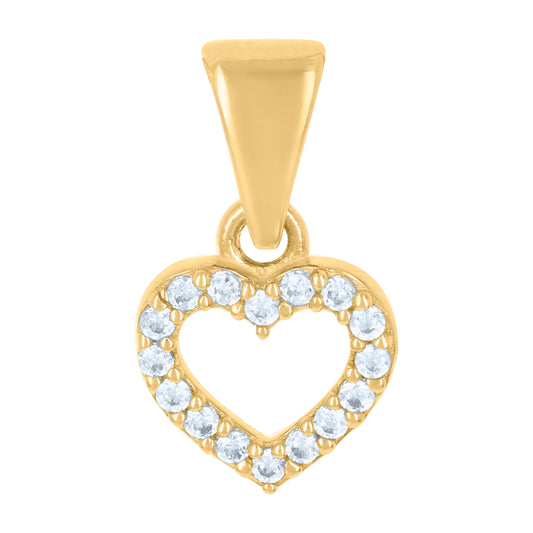 10k Yellow Gold Womens Cubic Zirconia Heart Charm Pendant