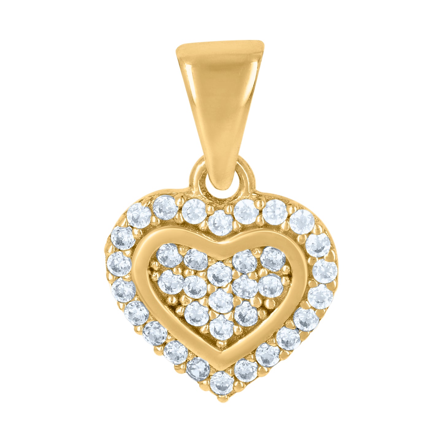 10k Yellow Gold Womens Cubic Zirconia Heart Charm Pendant