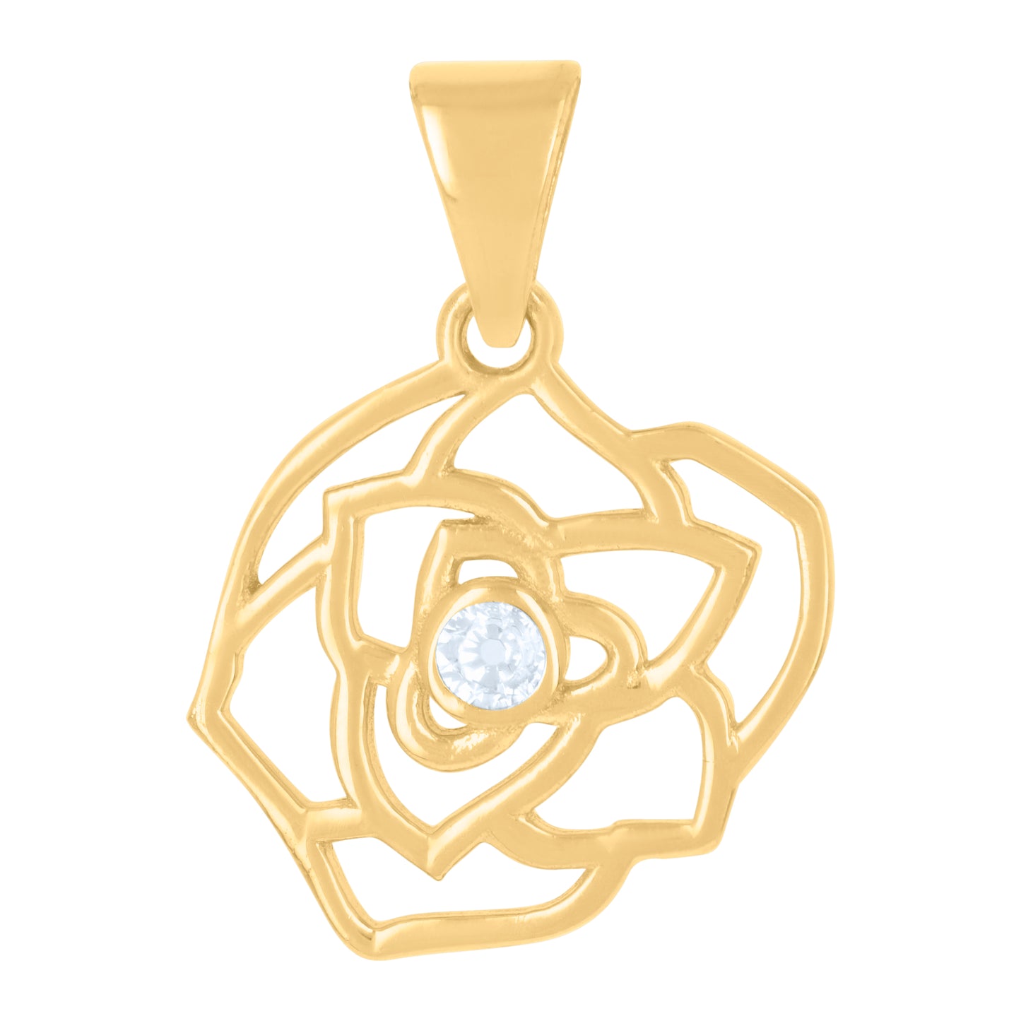10k Yellow Gold Womens Cubic Zirconia Flower Fashion Charm Pendant