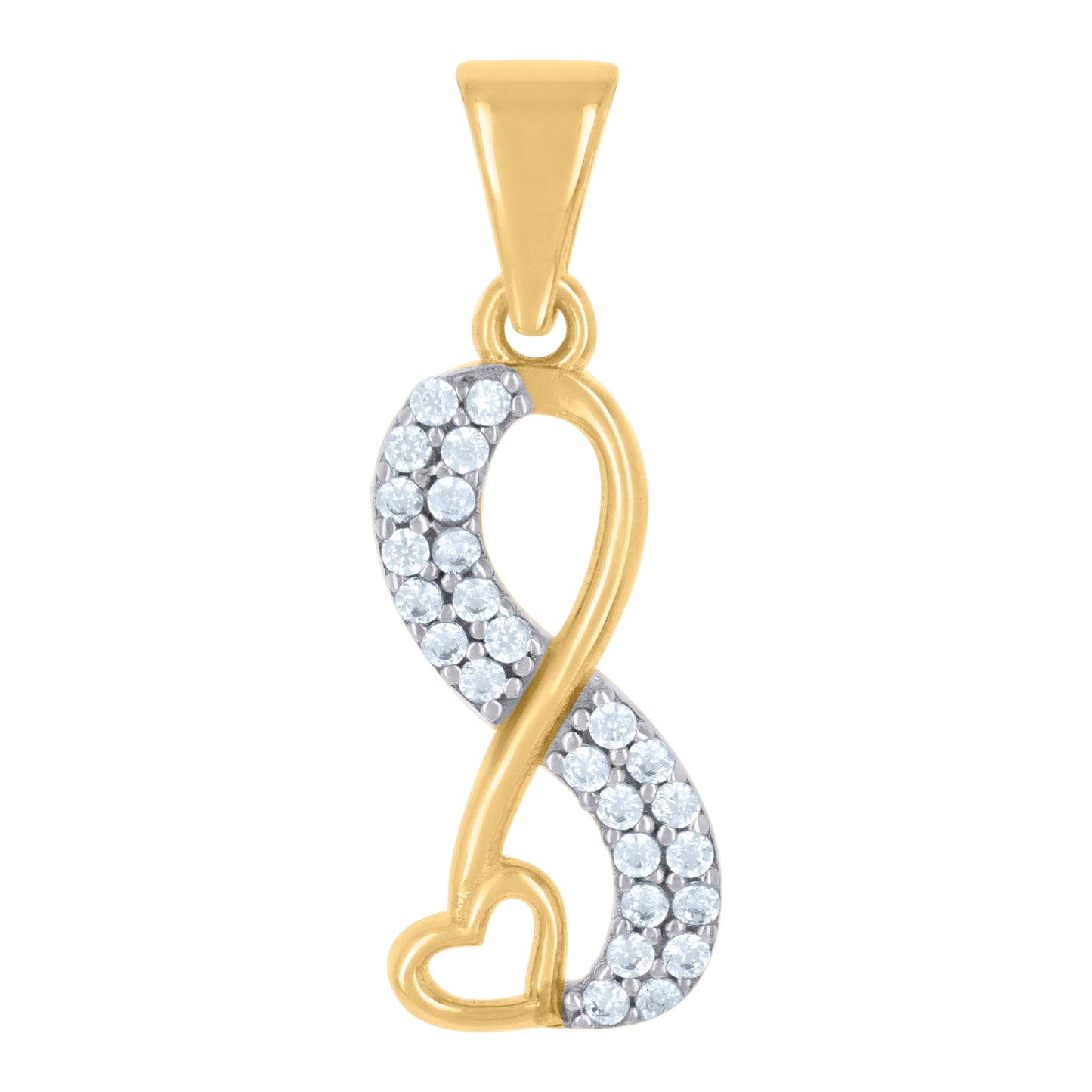 10k Two tone Gold Womens Cubic Zirconia Love Symbol Infinity Heart Charm Pendant