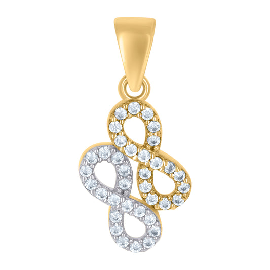 10k Two tone Gold Womens Cubic Zirconia Love Symbol Infinity Charm Pendant