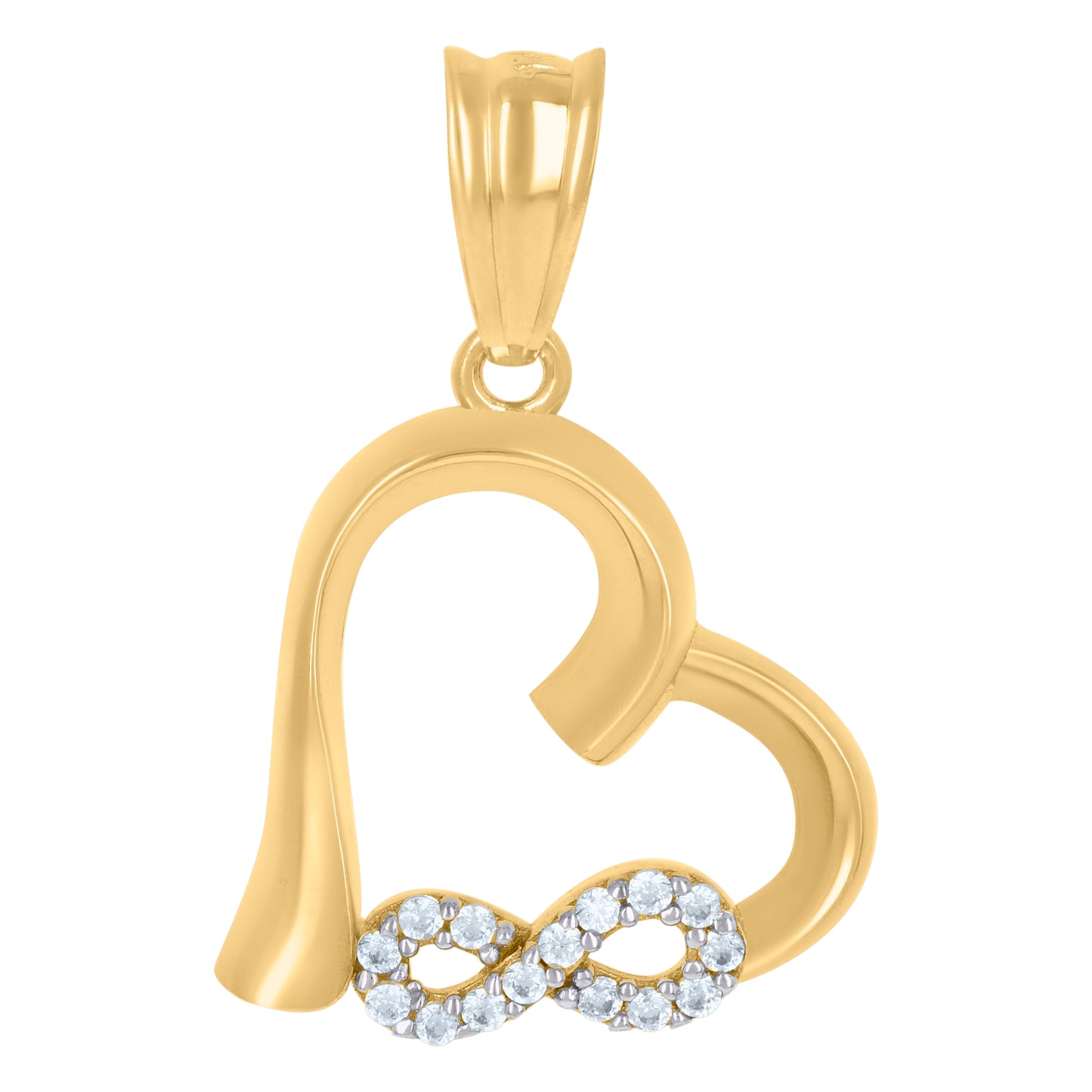 10k Two tone Gold Womens Cubic Zirconia Infinity Heart Charm Pendant