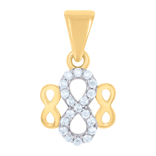 10k Two tone Gold Womens Cubic Zirconia Love Symbol Infinity Charm Pendant