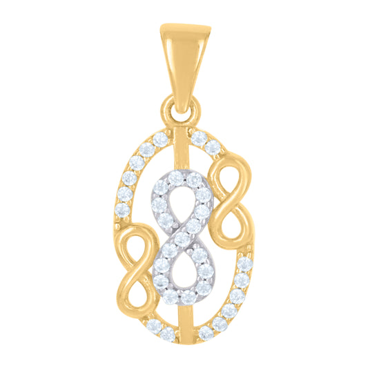 10k Two tone Gold Womens Cubic Zirconia Love Symbol Infinity Charm Pendant