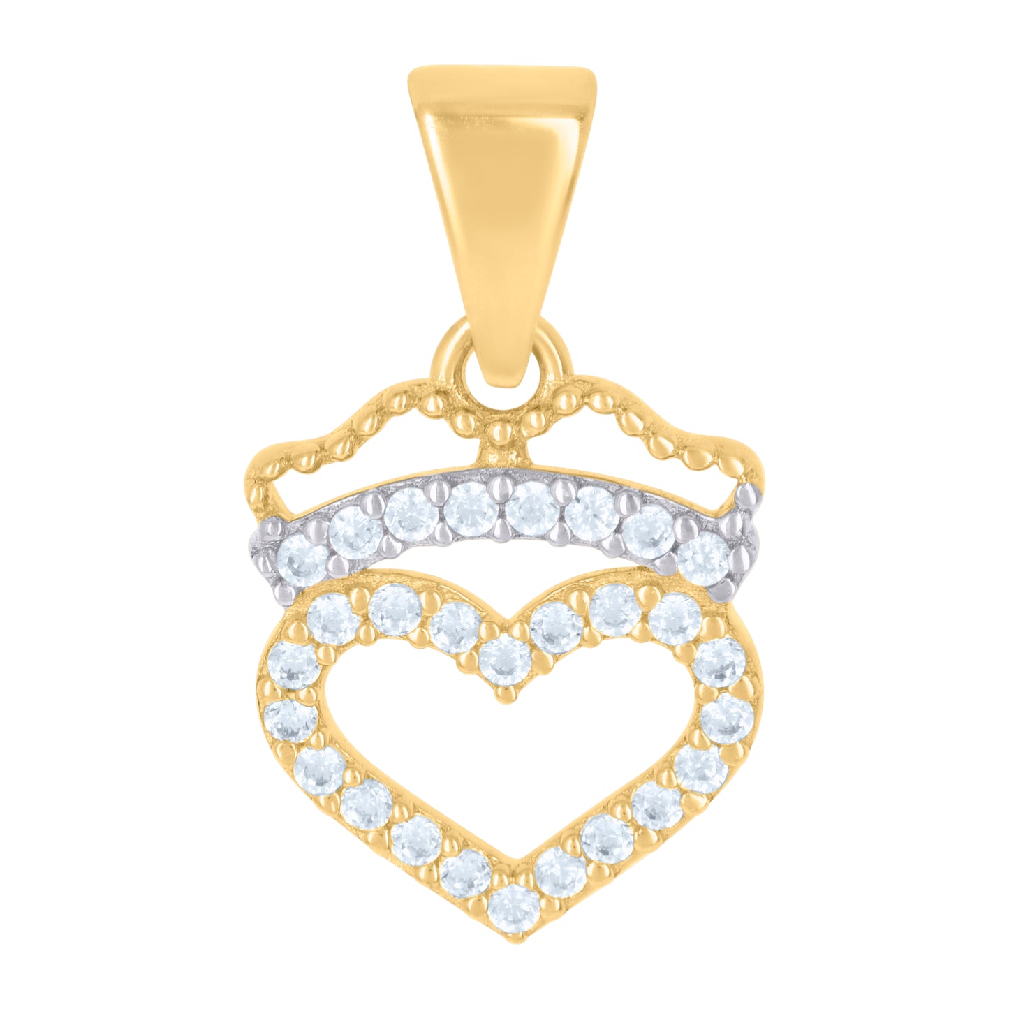 10k Two tone Gold Womens Cubic Zirconia Heart Charm Pendant