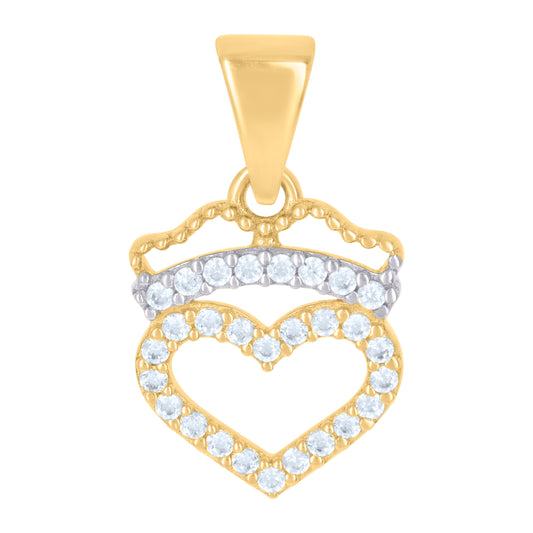 10k Two tone Gold Womens Cubic Zirconia Heart Charm Pendant