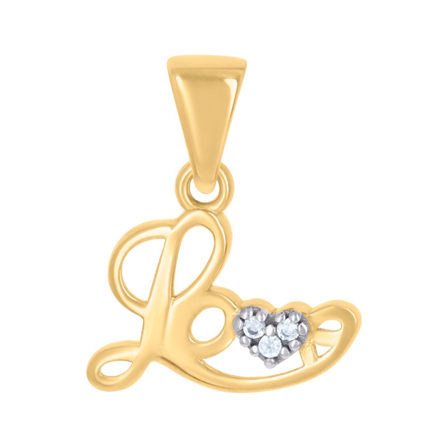 10k Two tone Gold Womens Cubic Zirconia Love Heart Charm Pendant