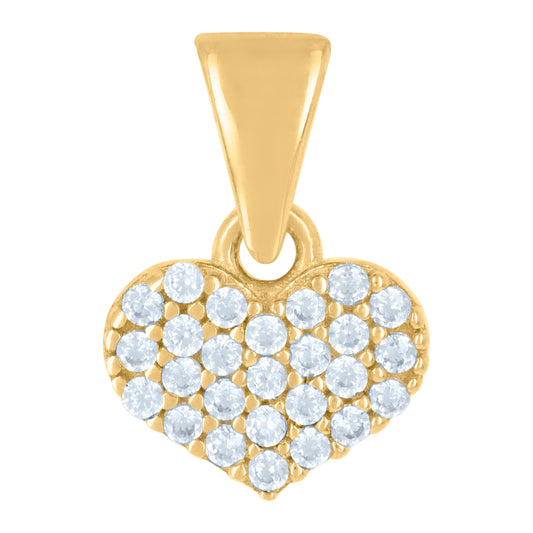 10k Yellow Gold Womens Cubic Zirconia Heart Charm Pendant