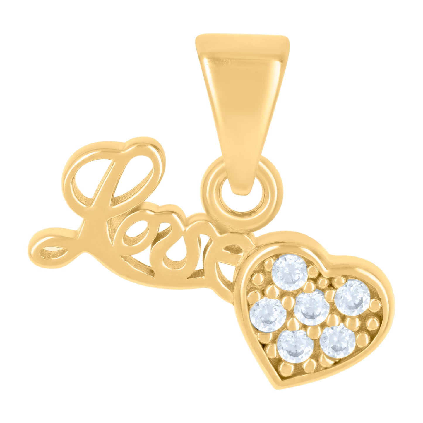 10k Yellow Gold Womens Cubic Zirconia Love Heart Charm Pendant