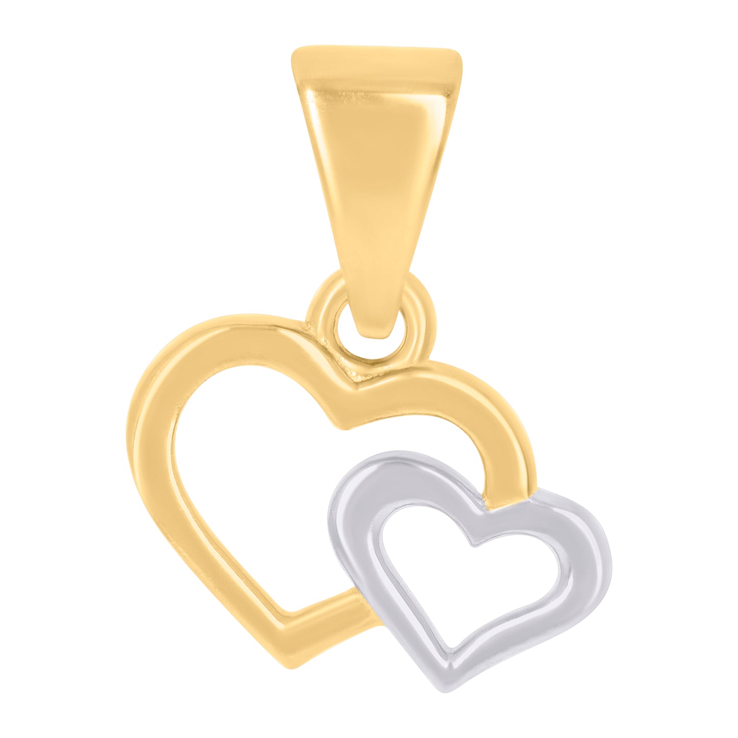 10k Two tone Gold Womens Double Heart Charm Pendant