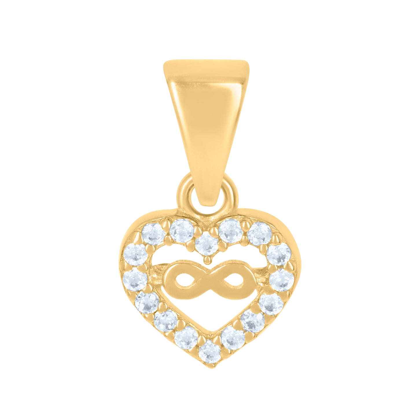 10k Yellow Gold Womens Cubic Zirconia Infinity Heart Charm Pendant