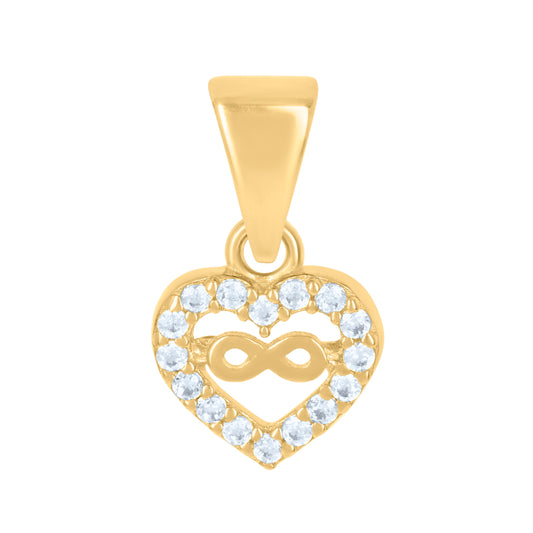 10k Yellow Gold Womens Cubic Zirconia Infinity Heart Charm Pendant