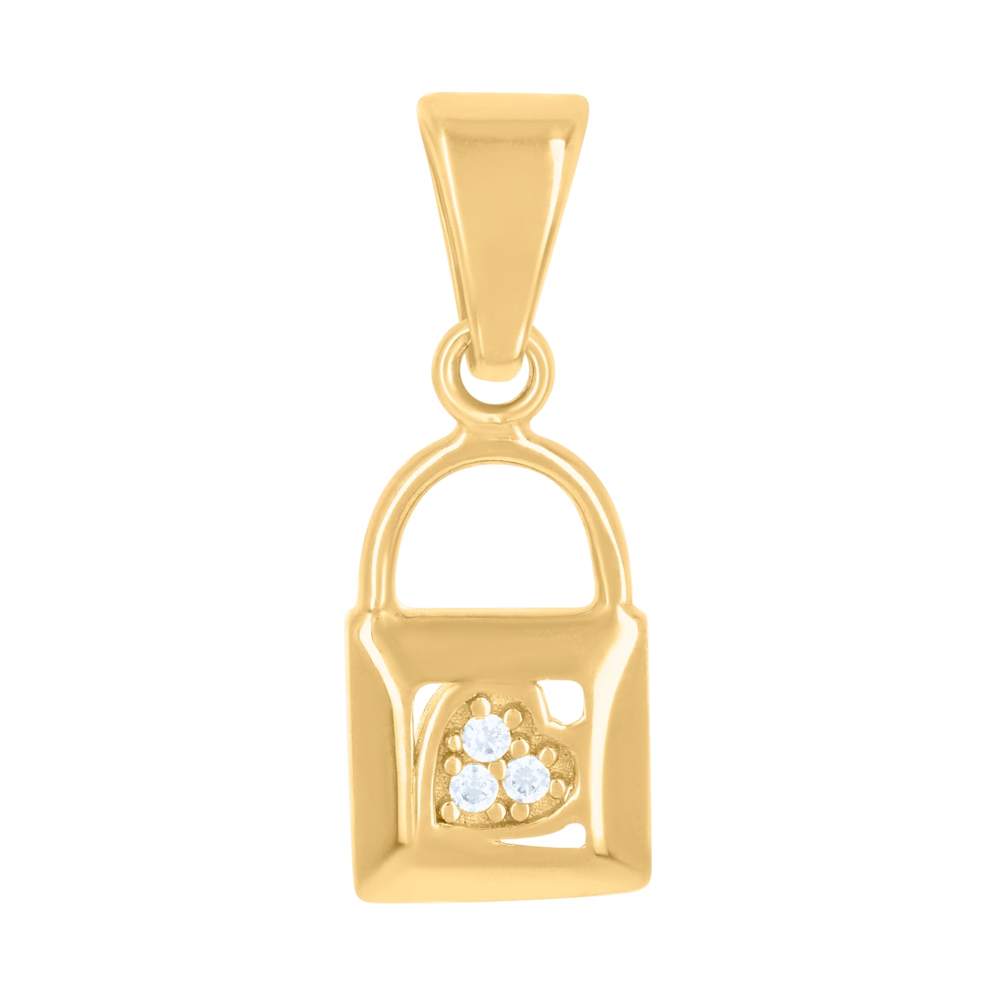 10k Yellow Gold Womens Cubic Zirconia Lock Charm Pendant