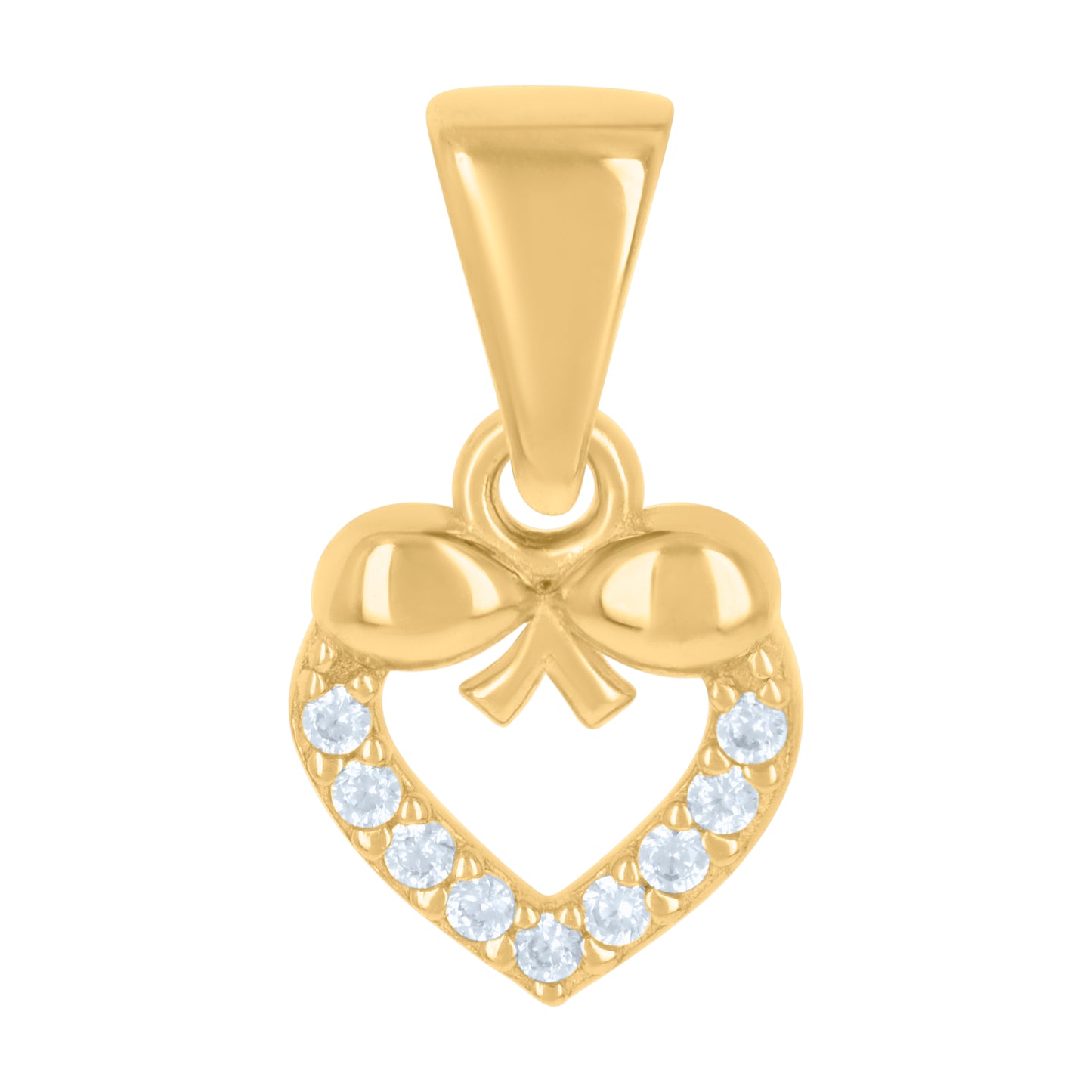 10k Yellow Gold Womens Cubic Zirconia Heart Charm Pendant