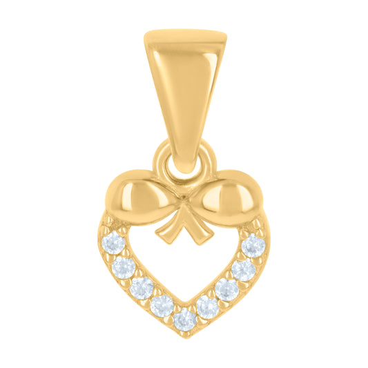 10k Yellow Gold Womens Cubic Zirconia Heart Charm Pendant