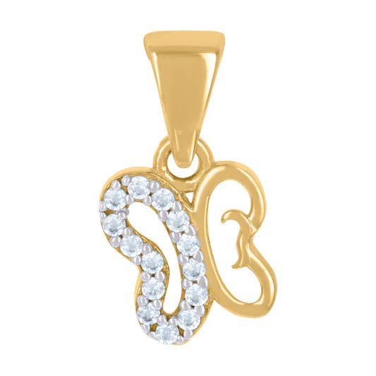 10k Two tone Gold Womens Cubic Zirconia Butterfly Insect Wildlife Charm Pendant