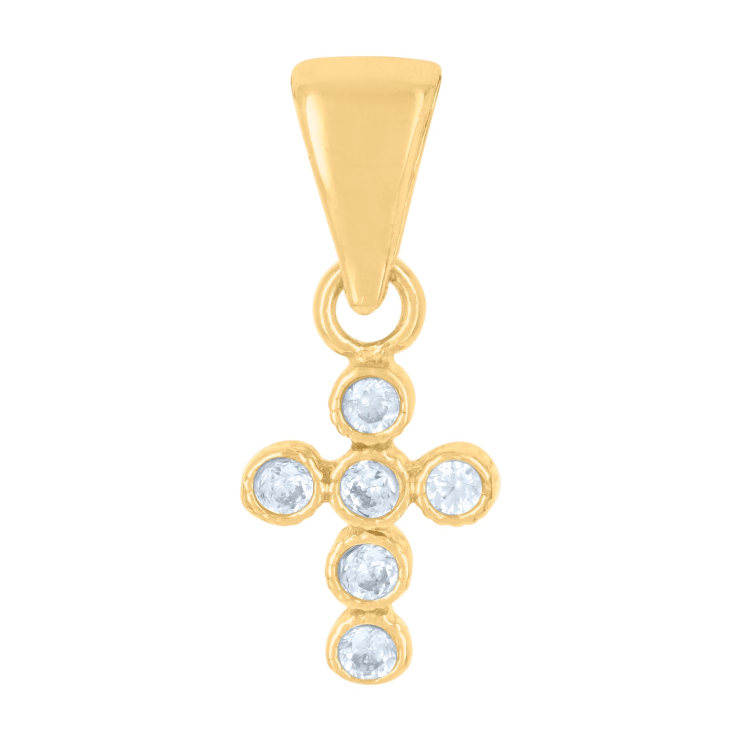 10kt Yellow Gold Womens Cubic-Zirconia Cross Religious Charm Pendant