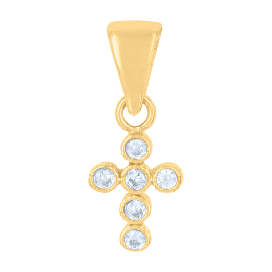 10kt Yellow Gold Womens Cubic-Zirconia Cross Religious Charm Pendant