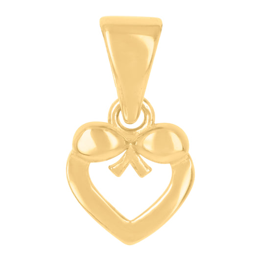 10k Yellow Gold Womens Bow Heart Charm Pendant