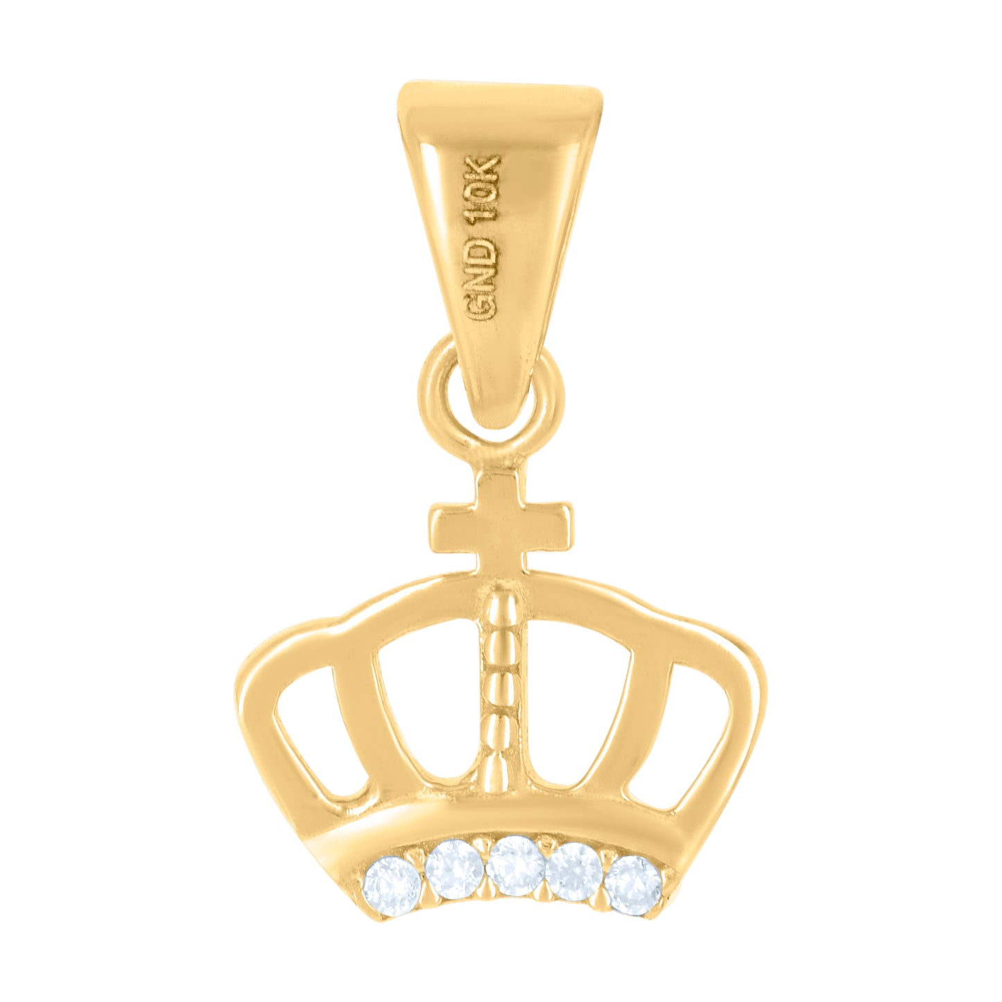 10k Yellow Gold Womens Cubic Zirconia Crown Fashion Charm Pendant